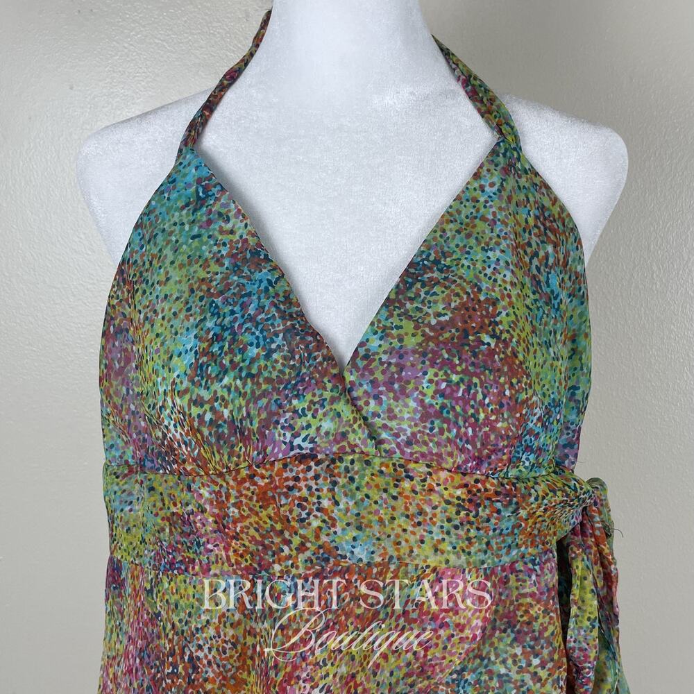 Rare Multicolor Silk Halter Top ASO Brooke Davis One Tree Hill Y2K Sophia Bush - Picture 8 of 8